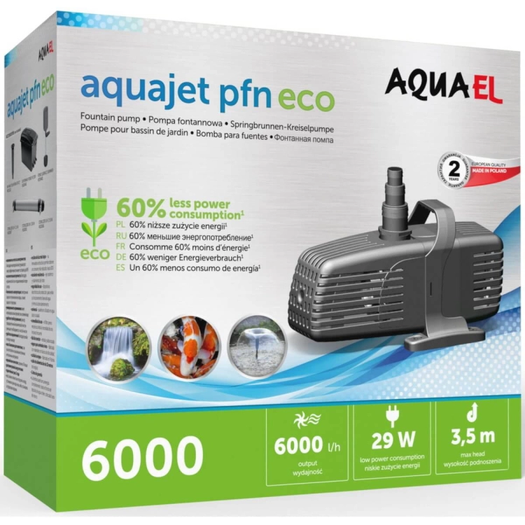 AQUAEL PFN-6000 ECO POMPA FONTANNOWA DO OCZKA WODNEGO 6000L/H 29W + GRATISY