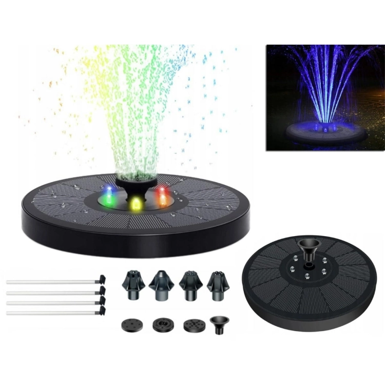 Solarna fontanna pływająca LED RGB 220l/h 7 dysz + gratisy