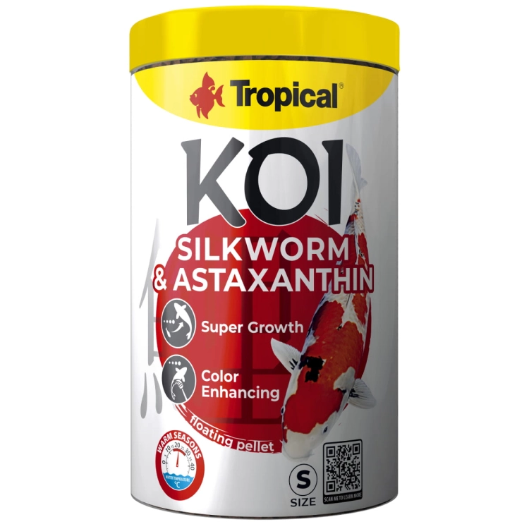 Tropical Koi Silkworm&Astaxanthin S 1L - 320 g Pokarm dla karpi Koi