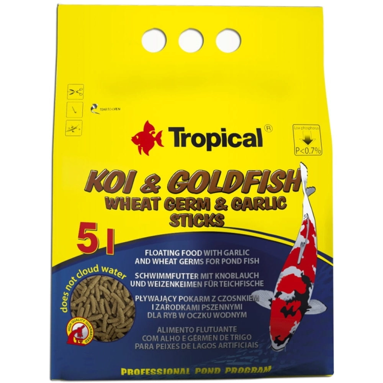 Tropical Koi&Goldfish Wheat Germ&Garlic Sticks 5L / 400g Pokarm dla ryb