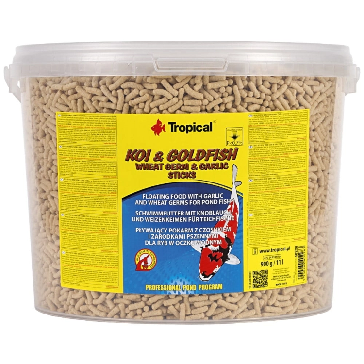 Tropical Koi&Goldfish Wheat Germ&Garlic Sticks 11L / 900g Pokarm dla ryb