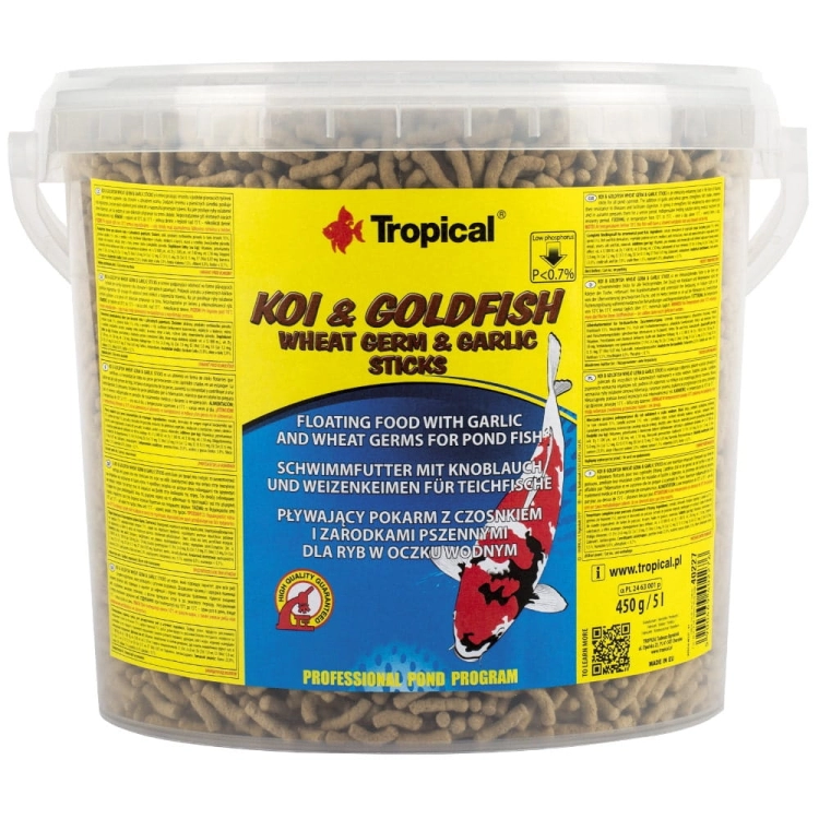 Tropical Koi&Goldfish Wheat Germ&Garlic Sticks 5L / 450g Pokarm dla ryb