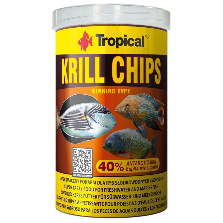 Tropical Krill Chips 1000ml - 500g Pokarm dla ryb z krylem