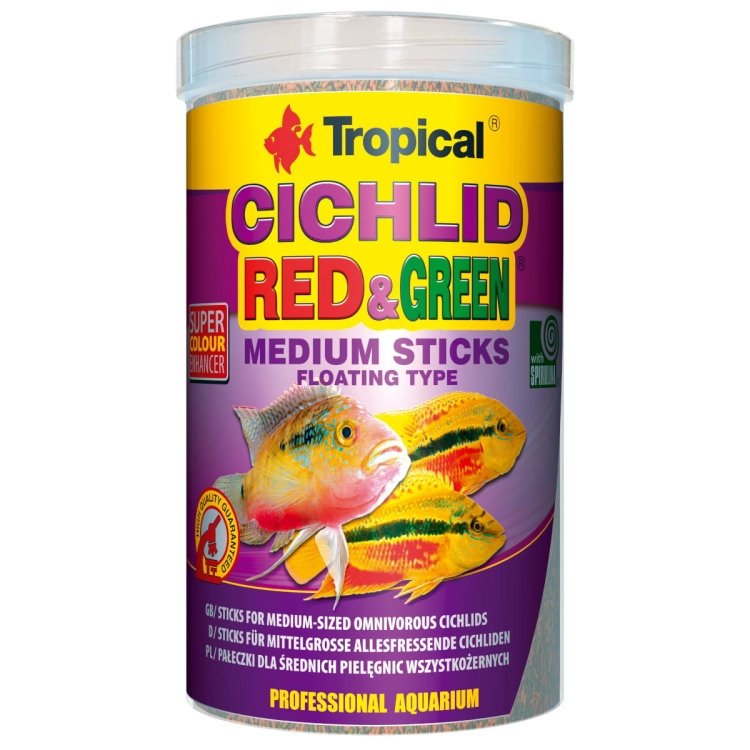 Tropical Cichlid Red&Green Medium Sticks 1000ml Pokarm dla pielęgnic