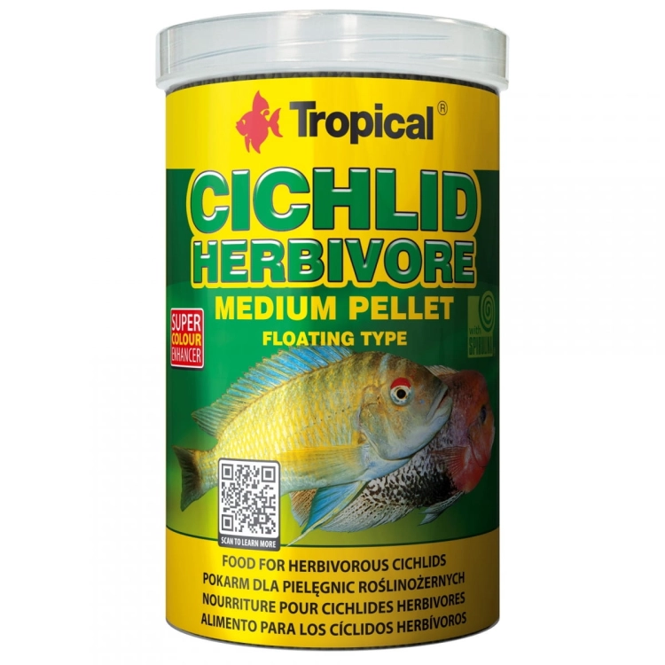 Tropical Cichlid Herbivore Medium Pellet 500ml Pokarm dla pielęgnic