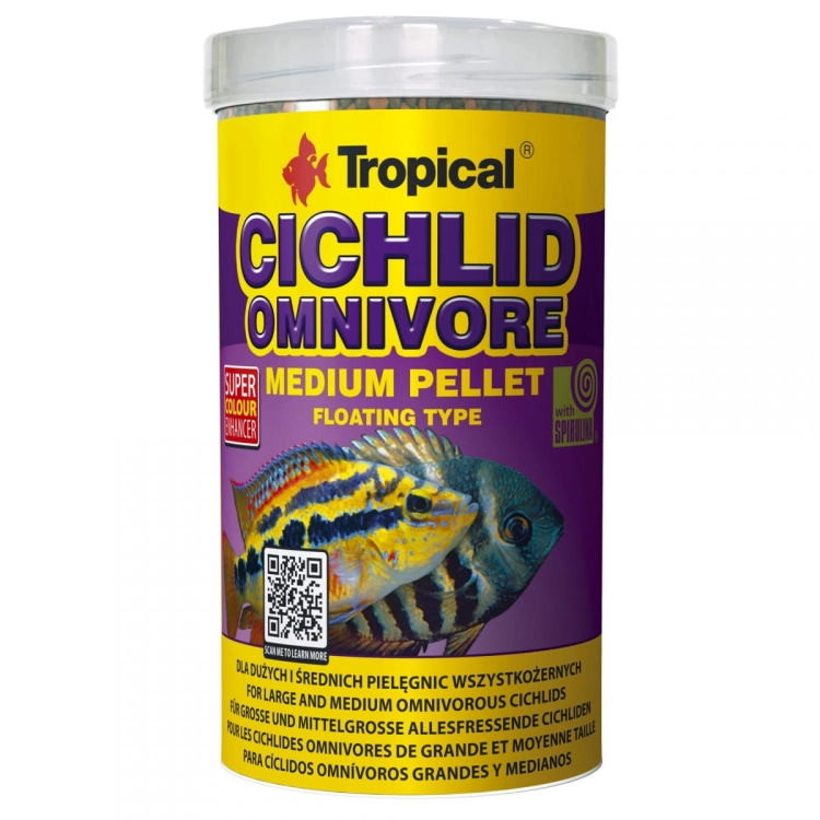 Tropical Cichlid Omnivore Medium Pellet 500ml Pokarm dla pielegnic