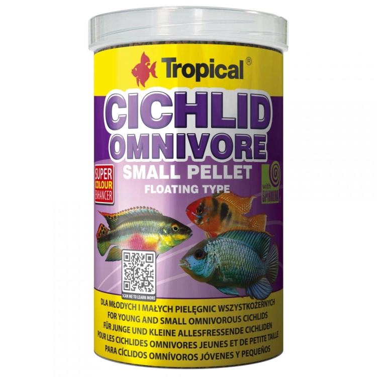 Tropical Cichlid Omnivore Small Pellet 1000ml Pokarm dla pielegnic