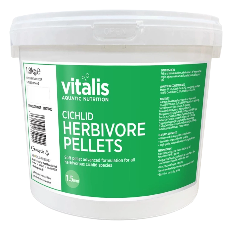 Vitalis Cichlid Herbivore Pellets 1,8kg Pokarm dla ryb granulat