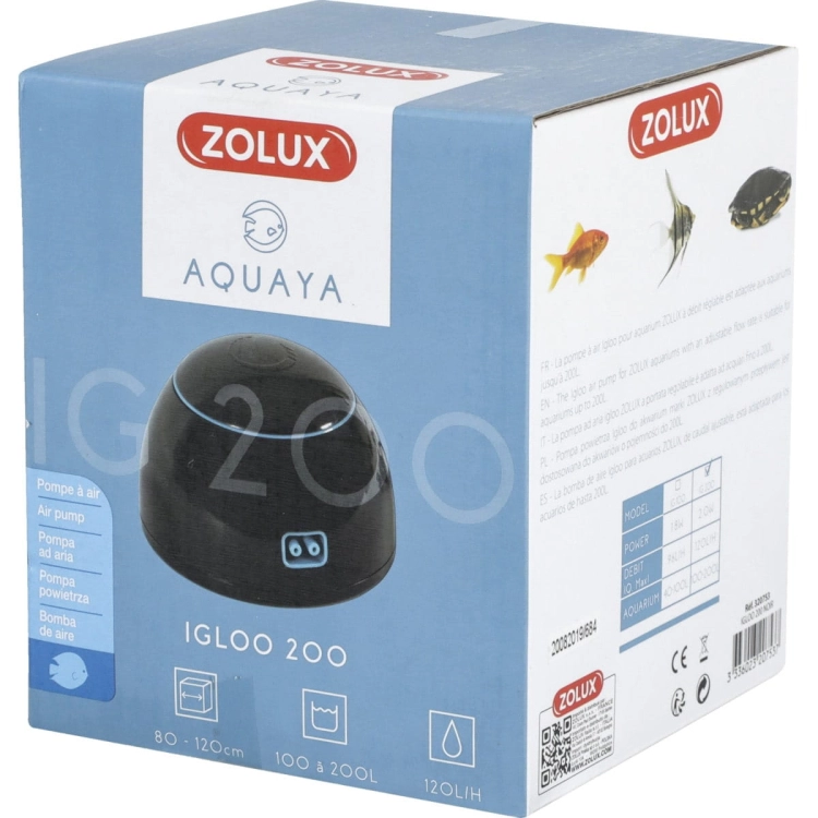 Zolux Aquaya Igloo 200 czarny - Napowietrzacz zestaw do akwarium 120lh