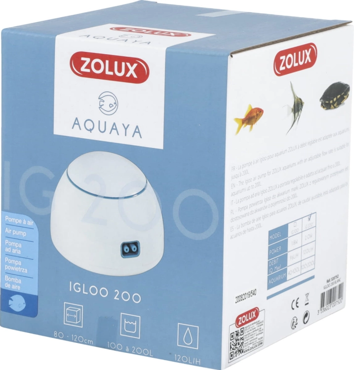 Zolux Aquaya Igloo 200 biały - Napowietrzacz zestaw do akwarium 120lh