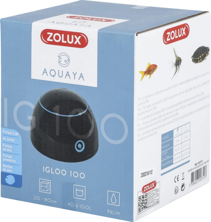 Zolux Aquaya Igloo 100 czarny - Napowietrzacz zestaw do akwarium 40-100L