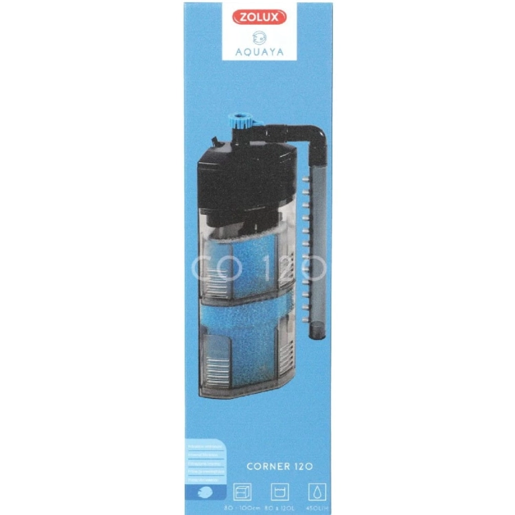 Zolux Aquaya Corner 120 Filtr narozny wewnętrzny do akwarium 450L/H 6W
