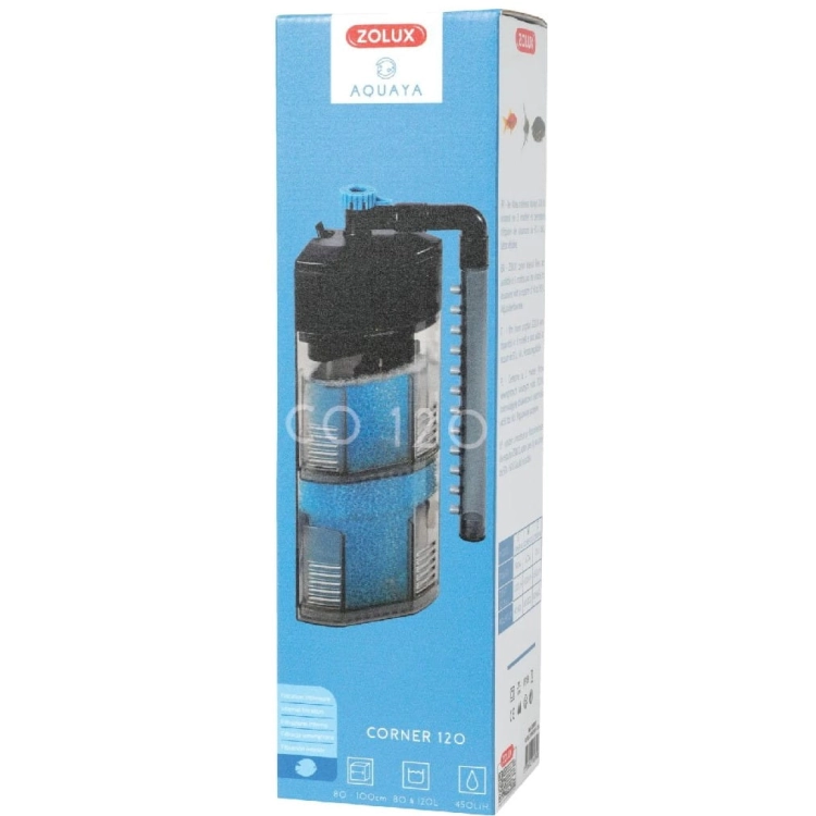 Zolux Aquaya Corner 120 Filtr narozny wewnętrzny do akwarium 450L/H 6W