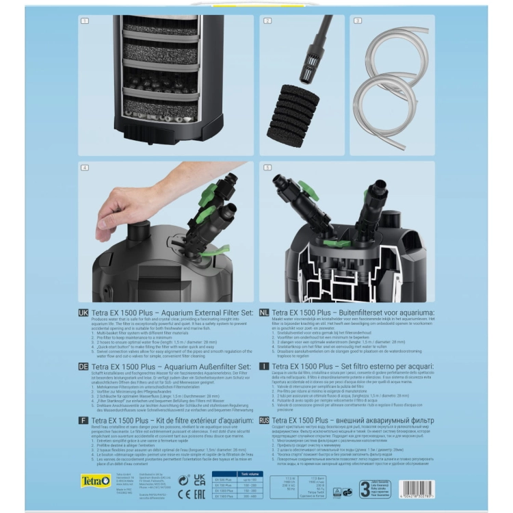 Tetra EX-1500 Plus Filtr zewnętrzny do akwarium do 600l + gratisy