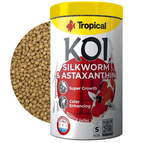 Tropical Koi Silkworm&Astaxanthin S 1000 ml/400g Pokarm dla karpi Koi