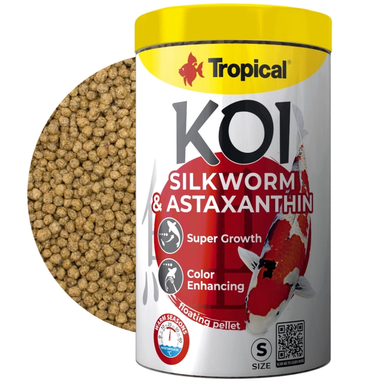 Tropical Koi Silkworm&Astaxanthin S 1000 ml/400g Pokarm dla karpi Koi