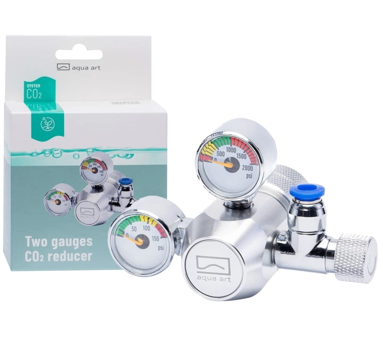 Aqua Art Reduktor CO2 dwa manometry z precyzyjnym zaworem igłowym i szybkozłączką.jpg