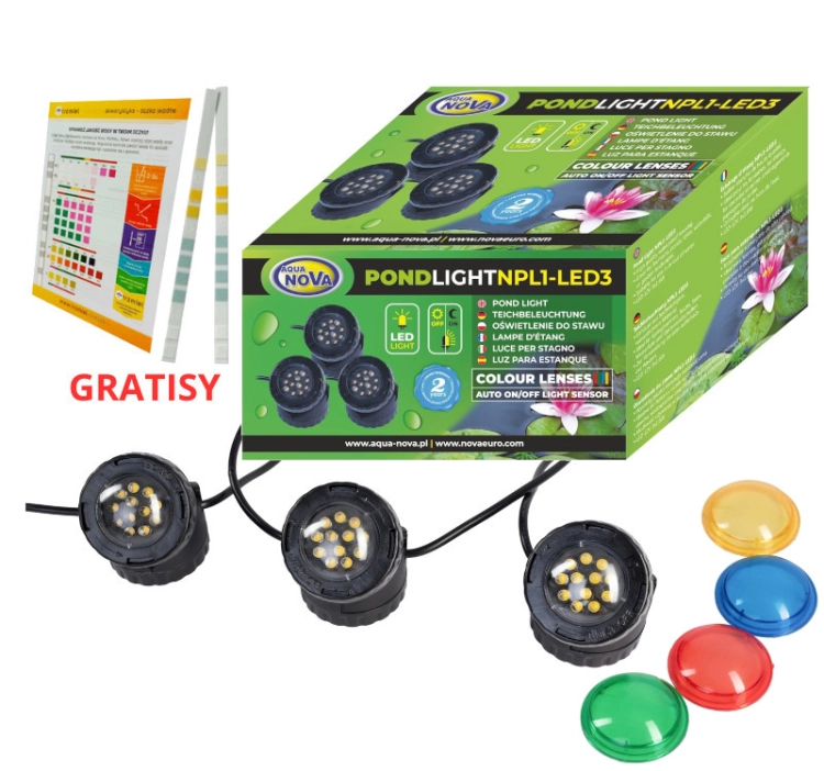 Aqua Nova NPL1-LED3 Oświetlenie LED do oczka + czujnik zmierzchu