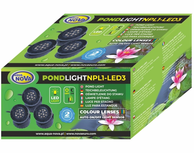 Aqua Nova NPL1-LED3 Oświetlenie LED do oczka + czujnik zmierzchu