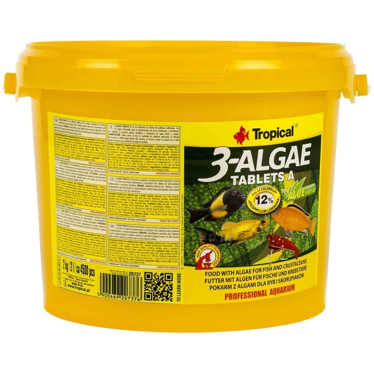 TROPICAL 3-ALGAE TABLETS A 2KG POKARM DLA RYB